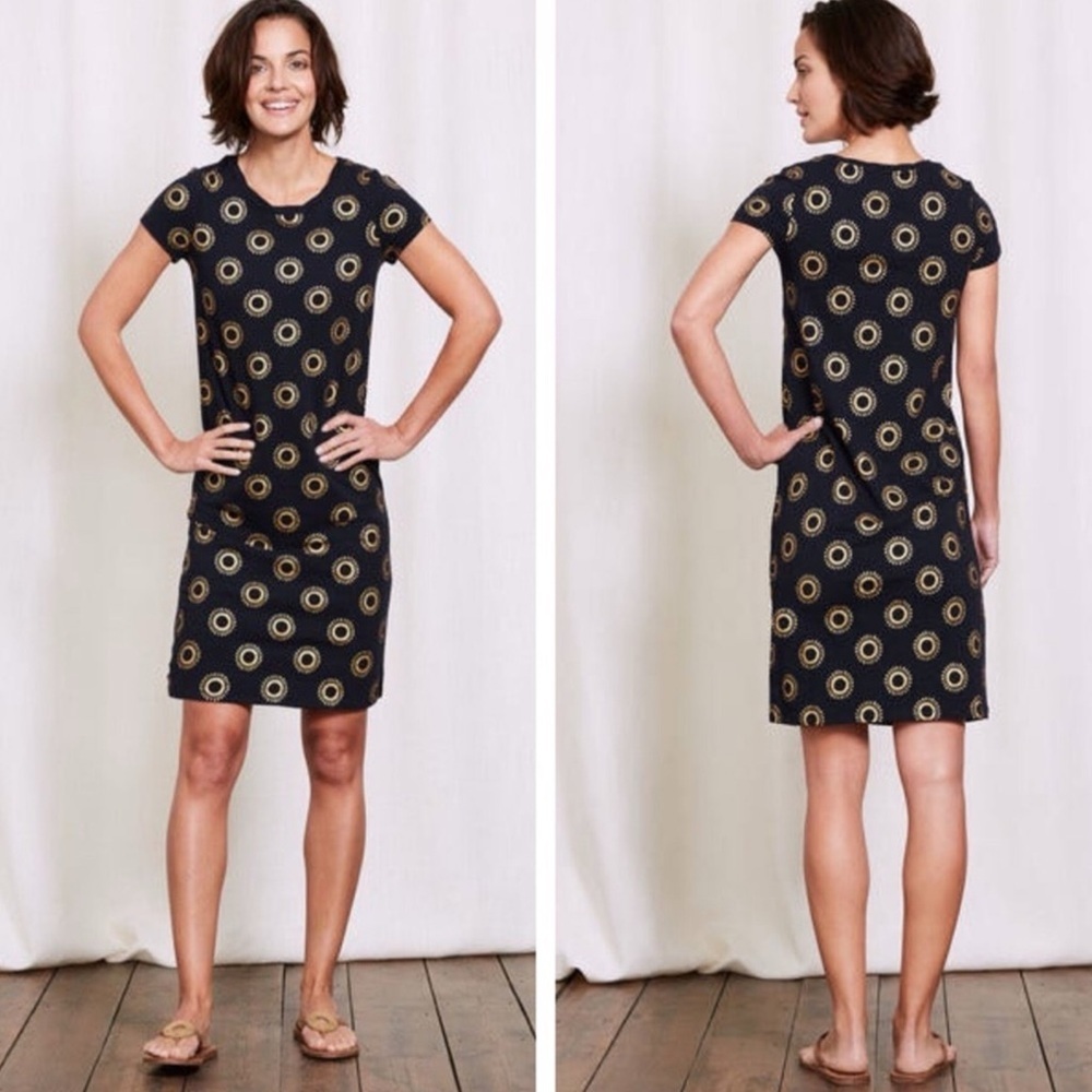 Boden Coralie Jersey T-shirt Dress Navy Blue Sun Novelty Print US Size 6R 6‎